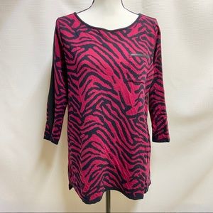 NWOT Top with Vegan Leather Trim Black & Burgundy